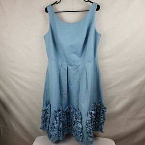 Priscilla Of Boston Womens Light Blue Sleeveless Pleated Fit & Flare Dress Sz 18